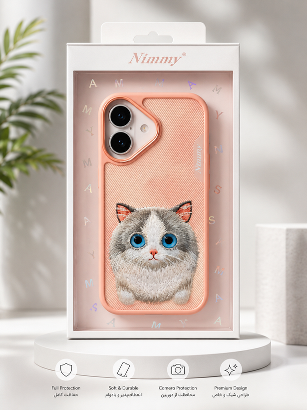 کاور نیمی فرند مدل گربه مناسب برای گوشی موبایل اپل IPHONE 16
